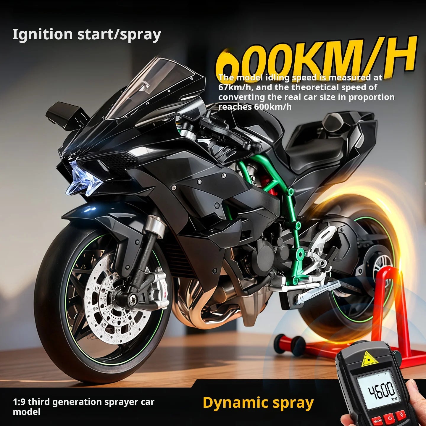 Kawasaki Motorcycle Alloy Model with Sound & Light