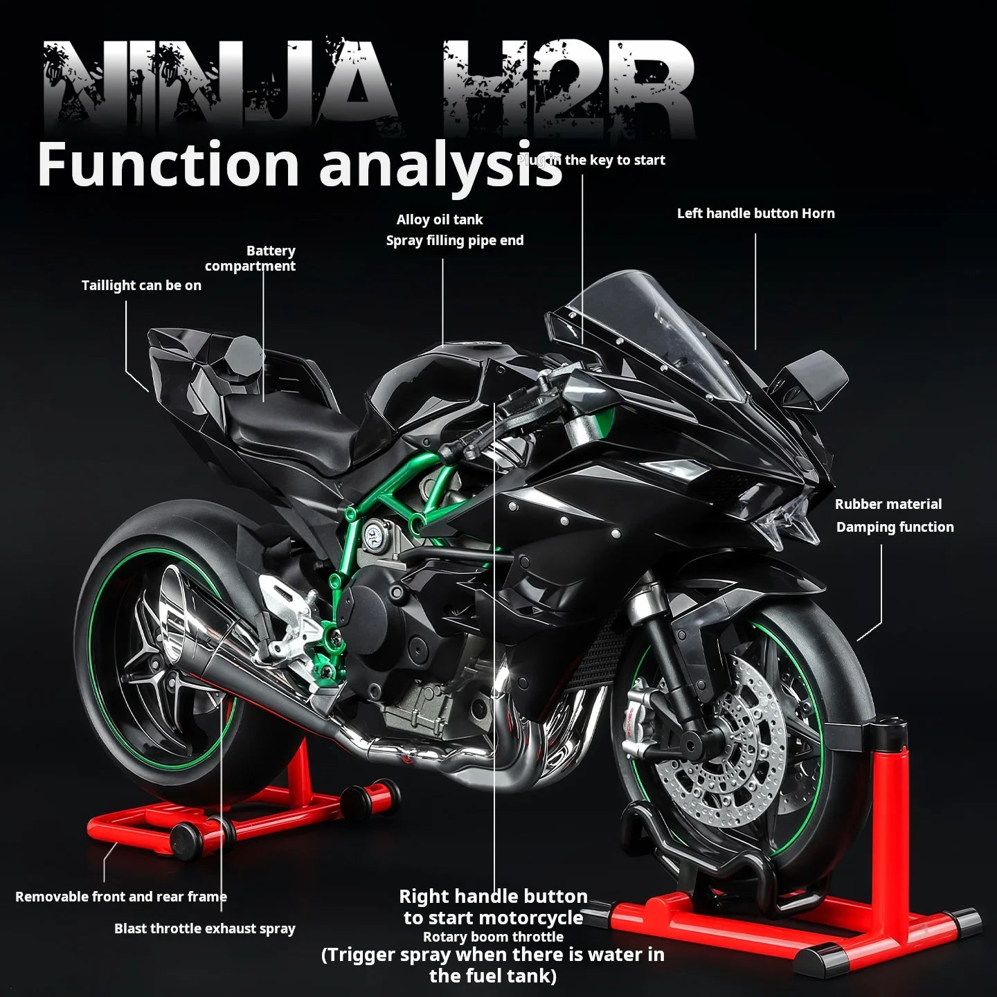 Kawasaki Motorcycle Alloy Model with Sound & Light